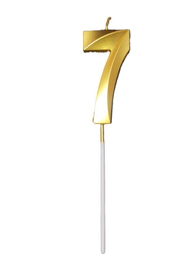 Luxaar Quality Gold Number Candles, Birthday Cake Candles, 5.3 inches Gold Number Cupcake Candle, Birthday Wedding Anniversary New Year Party Cake Decorations Topper(Number 0-9 for Choosing) (7) - Image 1